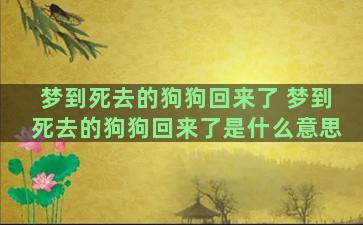 梦到死去的狗狗回来了 梦到死去的狗狗回来了是什么意思